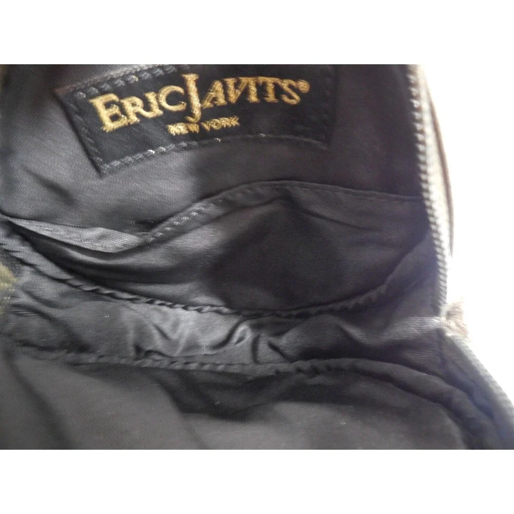 Eric Javits Round‎ Bronze Quilted Leather Small Clutch Wristlet Bag